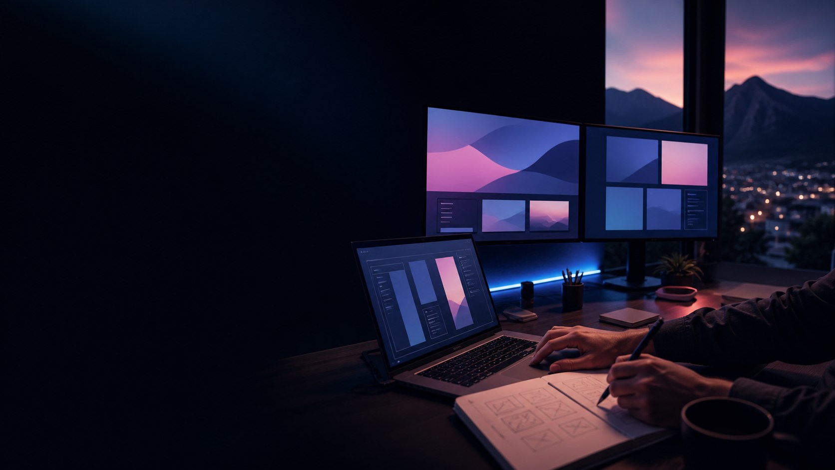 Designer creating a modern website in a Cape Winelands studio